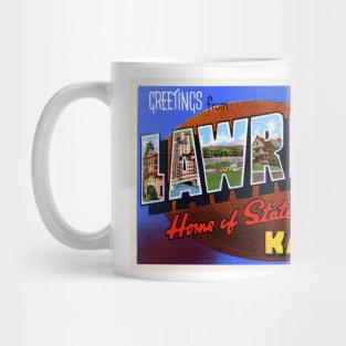 Greetings from Lawrence, Kansas - Vintage Large Letter Postcard Mug